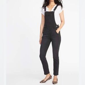 Women’s plus size Straight Black-Wash Denim Overalls